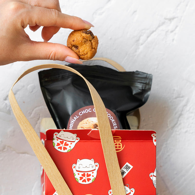 Lucky Cat bag of Mini Choc Chip Cookies
